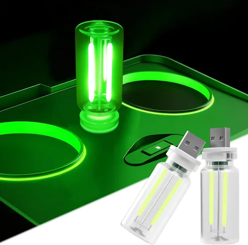 Miniatura 12 de 2 PCS Bombillas de Luz Nocturna USB para Automóvil, Luces Ambientales para Interiores de Automóvil con Atenuación Táctil, Decoraciones de Lámpara