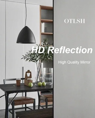 Miniatura 5 de Otlsh - Espejo de piso arqueado, espejo de cuerpo entero de 76"x34" con soporte, independiente, marco de aluminio - Negro