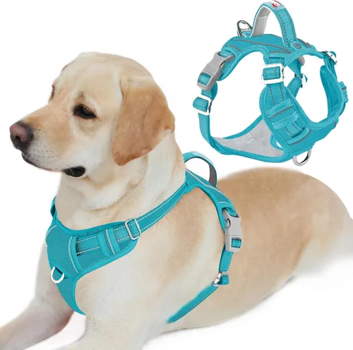 Miniatura 33 de BARKBAY Arnés para perro sin tirones con bolsillo para etiqueta de identificación, resistente, reflectante, fácil control para perros grandes