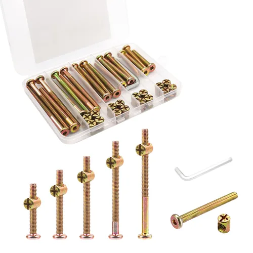 Miniatura 9 de Kit de Reemplazo de Tornillos y Accesorios para Cunas - Juego de 20 Pernos para Marco de Cama Infantil y Tuercas de Barril, Tornillos de Cabeza