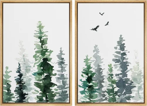 Miniatura 103 de SIGNWIN Lienzo enmarcado para pared, juego de arte sereno de paisaje de pantanos, ilustración rústica, arte moderno, minimalismo, decorativo