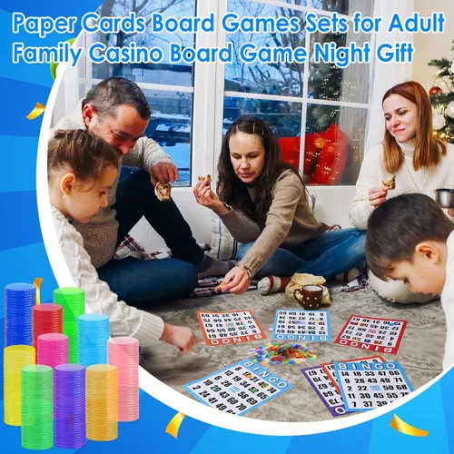 Miniatura 6 de Eersida Paquete de 1100 tarjetas de juego de bingo jumbo con fichas de bingo para personas mayores, 1000 fichas de puntuación transparentes, 8 x 9