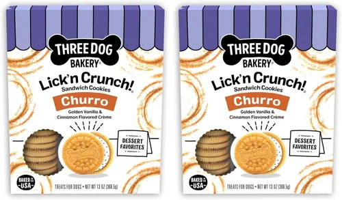 Miniatura 11 de Three Dog Bakery Lick'n Crunch! Galletas de sandwich para perros de Golden y mantequilla de maní - Golosinas para perros crujientes con sabor a
