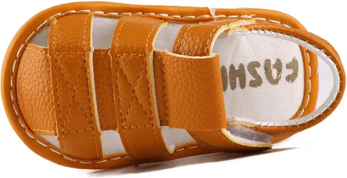 Miniatura 4 de CINDEAR Boys Girls Summer Squeaky Sandals Closed-Toe Anti-Slip Premium Rubber Sole Toddler First Walkers Shoes