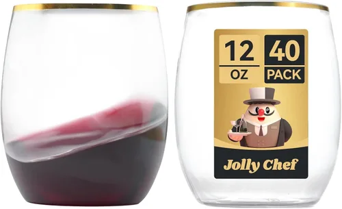 Miniatura 13 de JOLLY CHEF Paquete de 24 copas de vino de plástico desechables de 12 onzas, inastillables, irrompibles, sin tallo, para fiestas, Halloween, Acción