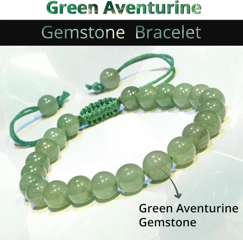 Miniatura 155 de Adjustable Crystal Bracelet – Gemstone Bead Bracelet with Adjustable Macrame String – Chic Gemstone Bracelet for Men and Women – 8mm Round Healing