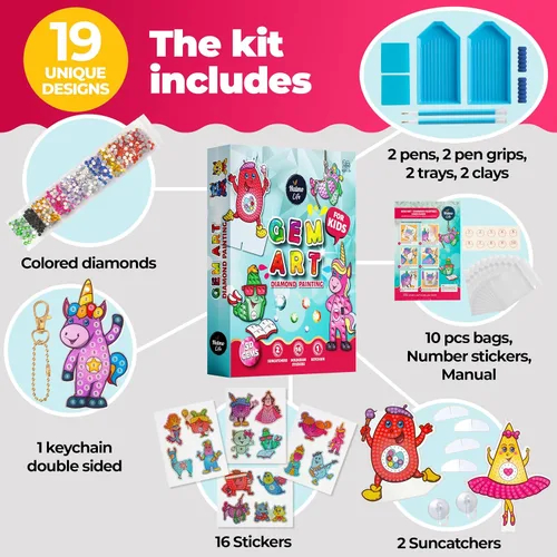 Miniatura 2 de Halmolife Kit de arte de diamantes para niños, kit de arte y manualidades de pintura de gemas para edades de 6 a 12 años, regalos para niños y niñas