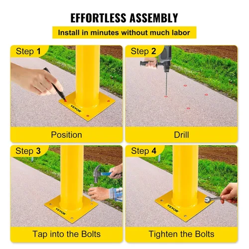 Miniatura 6 de VEVOR Bolardo de seguridad, poste de bolardo de altura de 48 pulgadas, poste de bolardo de seguridad de tubería de acero de 4.5 pulgadas