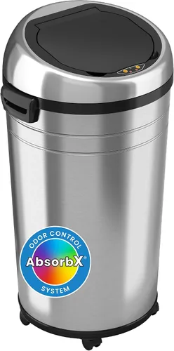 Miniatura 15 de iTouchless Cubo de basura con sensor sin contacto de 8 galones con sistema de filtro de olor, cubo de basura redondo de acero inoxidable de 30 Plata