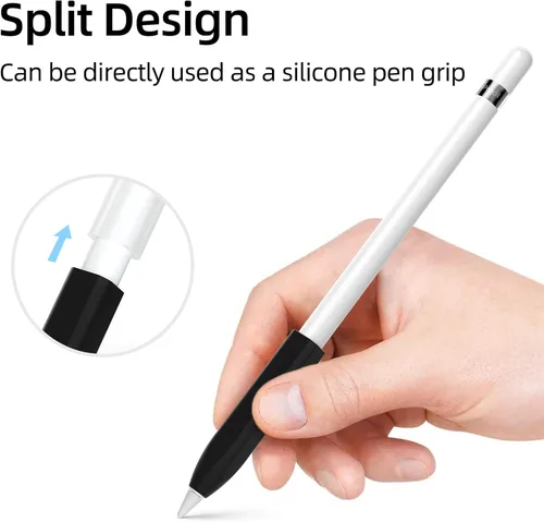 Miniatura 4 de Compatible con Apple Pencil de 1ª generación, funda de silicona antideslizante, [con 10 fundas de punta de silicona] para Apple Pencil de 1ª Negro