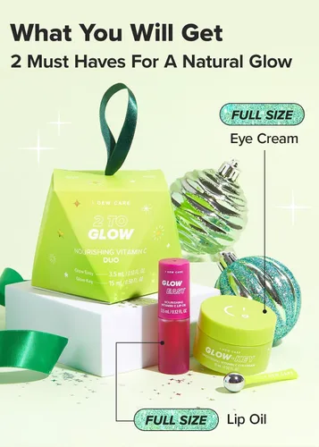 Miniatura 3 de I DEW CARE Set de crema de ojos y aceite de labios con vitamina - 2 para brillar Tratamiento facial, caja de regalo incluida, aspecto de piel