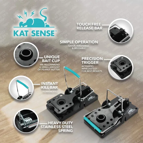 Miniatura 2 de Kat Sense Juego de 6 trampas grandes para ratas, diseño de barra de acero inoxidable, trampa humana para uso en interiores y exteriores, atrapa