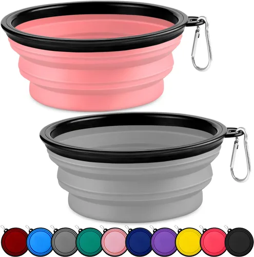 Miniatura 11 de Cuencos plegables para perros, paquete de 2 unidades de tamaño grande para perros grandes/medianos, cuencos de agua de viaje para mascotas, cuenco