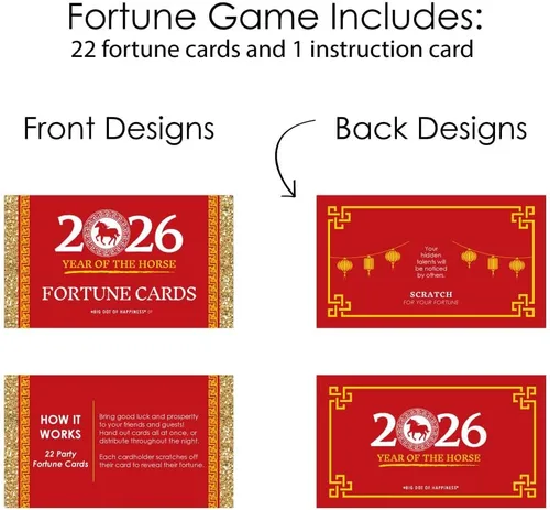 Miniatura 4 de Big Dot of Happiness Año Nuevo Chino - 2026 Año del Caballo Juego Tarjetas de la Fortuna para Rascar - 22