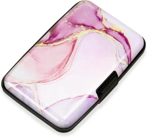 Miniatura 28 de Mayski Soporte para tarjetas de crédito, bloqueo RFID, funda rígida de aleación de aluminio, pequeña cartera de metal para mujeres y hombres