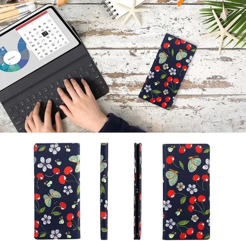 Miniatura 152 de HUA ANGEL Billetera para mujer, ultra delgada y delgada, con bloqueo RFID, tarjetero de crédito, doble embrague, carteras largas, regalo para A-ámbar