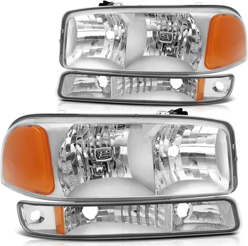 Miniatura 46 de Conjunto de faros delanteros para Chevy Avalanche 1500 2003-2006 para Avalanche 2500 03-06 para 1500 Classic 2007 carcasa negra reflector ámbar
