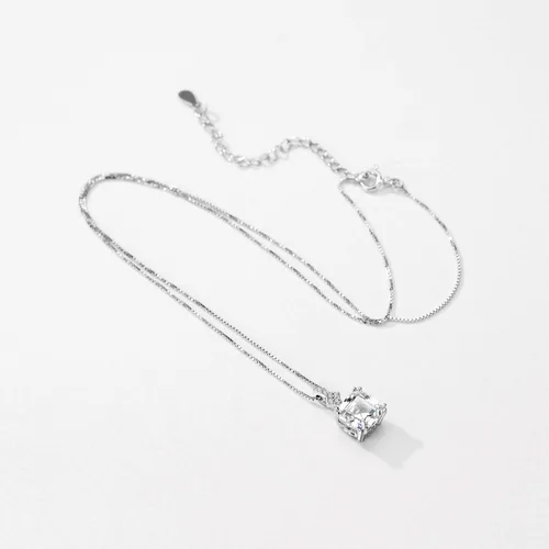Miniatura 5 de Mints Collar con dije de morganita y corte Asscher de 2 quilates, plata de ley, joyería fina para mujer, Gema