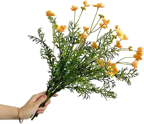 6 ramos de flores artificiales de seda de plástico realistas, plantas para interiores y exteriores, decoración del hogar, centros de mesa y arreglos