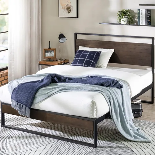 Miniatura 10 de ZINUS Suzanne - Base de cama de plataforma de metal y madera de 37 pulgadas, construcción de madera maciza y acero, no necesita somier, soporte