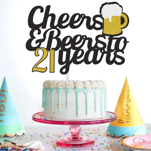 Miniatura 7 de Decoración para tarta de feliz cumpleaños número 21 – Decoración para tartas de cumpleaños de 21 años – Suministros para fiesta de cumpleaños de 21