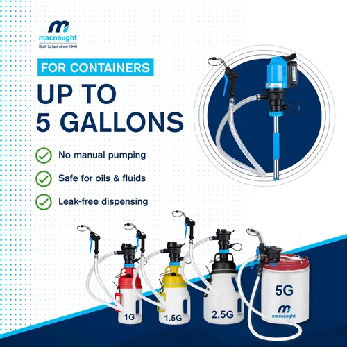 Miniatura 6 de Macnaught BOP20 Bomba de transferencia de aceite alimentada por batería, kit de cubo de 5 galones. Todo lo necesario para bombear aceite, ATF
