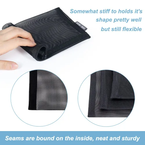 Miniatura 2 de HRX Package Bolsos pequeños de malla para cosméticos con cremallera, 6 piezas, Negro, Organizador de bolsas de maquillaje para viaje para bolso