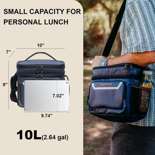Miniatura 2 de EVERFUN Insulated Lunch Bag Soft Lunch Box for Men Dual Compartments Small Lunch Box Collapsible Waterproof Leak-Proof for Work