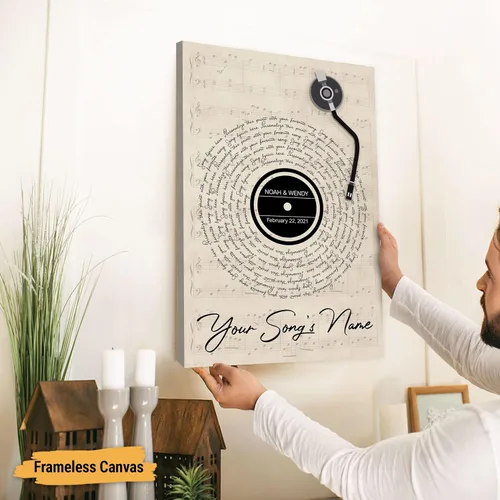 Miniatura 5 de VICILO Póster personalizado con letras de canciones, lienzo para decoración de pared, acordes de canción perfecta, regalo de aniversario de un año