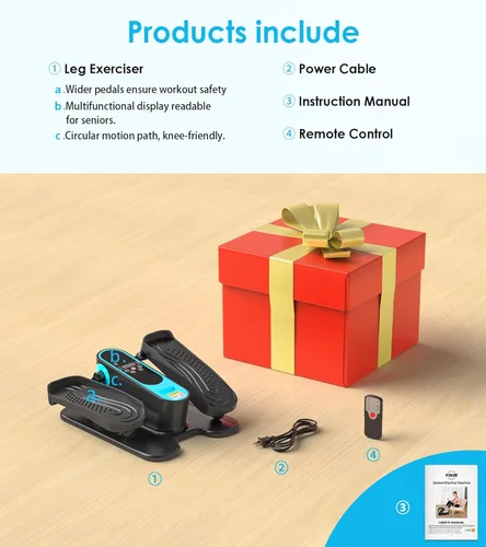 Miniatura 9 de Máquina elíptica para debajo del escritorio, máquina portátil de ejercicio de pedal sentado para personas mayores, ejercitador de piernas Elipse