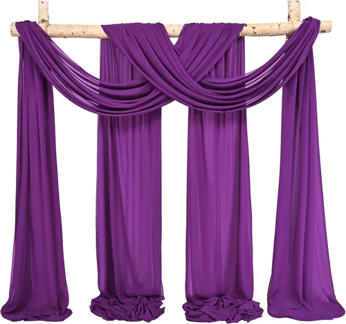 Miniatura 15 de Cortinas de arco de boda, 8 paneles de 28" x 20 pies, cortinas de tela de gasa blanca para ceremonia y recepción Blanco