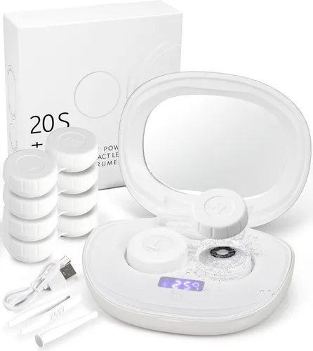 Miniatura 10 de ofone Limpiador de lentes de contacto, máquina ultrasónica de limpieza de lentes de contacto con cargador USB, pantalla de temporizador y kit de 5