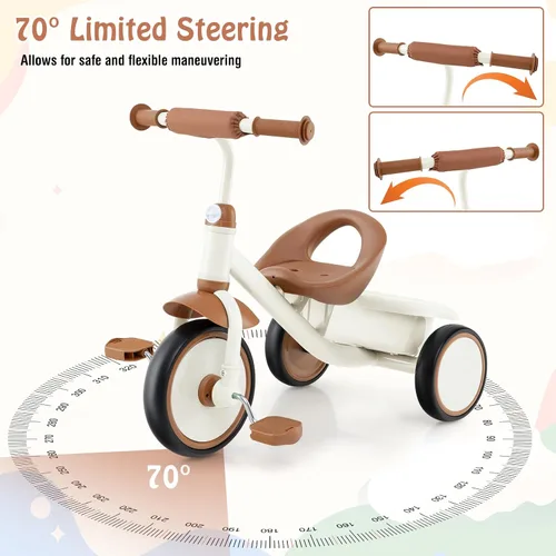 Miniatura 4 de HONEY JOY Triciclo, triciclo para niños de 3 ruedas con asiento ajustable, cesta de almacenamiento extraíble, triciclo para niños de 3 a 5 años