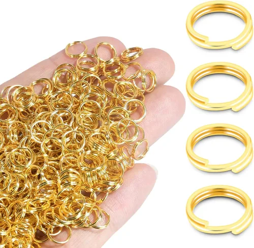 Miniatura 11 de 300 llaveros pequeños dorados de 1/2 pulgada, anillos divididos de doble bucle, mini llavero de metal para llavero, etiqueta de collar de mascotas