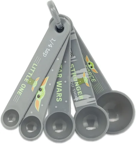 Disney Star Wars The Mandalorian - Cucharas medidoras adorables de Baby Yoda para cocina Plateado/Verde