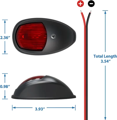 Miniatura 7 de Obcursco Luces de Navegación para Barco, LED Rojo y Verde de Montaje Vertical para Proa y Popa, Luces Marinas Impermeables IP67 para Pontones, Negro