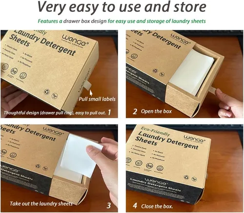 Miniatura 6 de Wenge Sábanas de detergente para ropa ecológicas, 240 unidades, sin jarra de plástico, tecnología sin líquidos, hipoalergénicas para el hogar