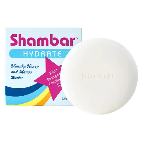 Shambar HYDRATE - Barra de champú y acondicionador natural | Lavado de cabello sólido con miel de manuka y mango | Barra de champú segura sin