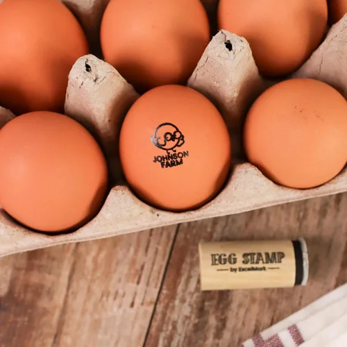 Miniatura 3 de ExcelMark Sello de huevo - Sello de goma personalizado para huevos - Granja de pollos (diseño 3)