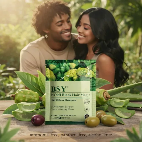 Miniatura 6 de BSY Noni Black Hair Magic Hair - Champú de color para el cabello (0.4 fl oz x 6 bolsitas) Tinte permanente natural sin amoníaco para hombres