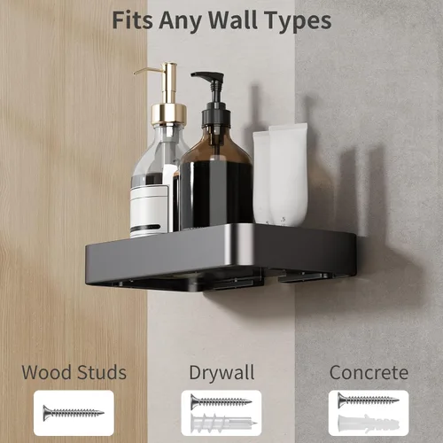 Miniatura 7 de Danpoo Estante de Pared Pequeña de 8 Pulgadas, Vidrio Templado Transparente con Marco de Aluminio Negro Mate – Elegante Organizador Flotante