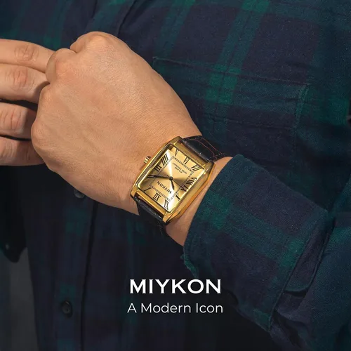 Miniatura 2 de Miykon Vintage Watches for Men – Classic Tank Square Analog Watch with Genuine Leather Wrist Strap, Mens Dress Watches – Japanese Quartz, Waterproof