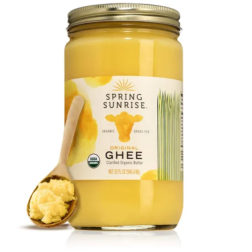 Spring Sunrise - Mantequilla clarificada orgánica alimentada con pasto - Mantequilla clarificada certificada por la USDA - Aceite de cocina apto