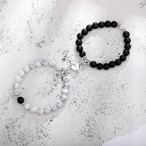 Miniatura 5 de ObuMI Bracelets Magnetic Couple Her Bracelets Bracelet His And Couples Lover Jewelry Distance Bracelets (AB, One Size)