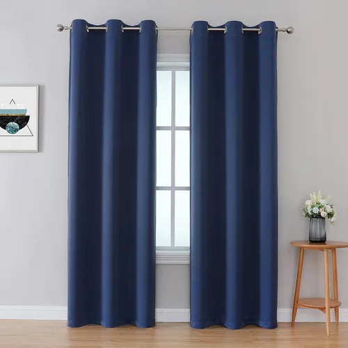 Miniatura 11 de Fire Retardant Blackout Curtains, Grommet Top, NFPA 701 Certified Flame Resistant Drape, Room Darkening for Dorm/Classroom, 2 Panels, Navy Blue