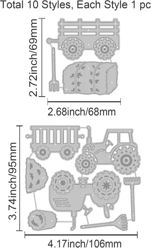 Miniatura 6 de GLOBLELAND Troqueles de corte de carrito de paja para hacer tarjetas, granja, pajar, camión, troqueles para bricolaje, álbumes de recortes, diario