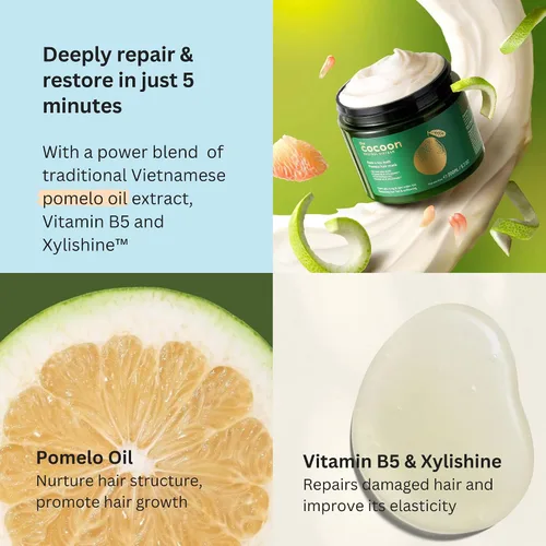 Miniatura 9 de Cocoon Original Viet Nam Pomelo Mascarilla capilar para cabello seco y dañado, tratamiento capilar acondicionador profundo con aceite esencial
