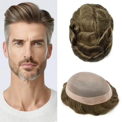 Miniatura 114 de Mens Toupee Hair Piece For Men Fine Mono Men Hair System Toupee For Men Hair Piece Real Human Hair System For Men Protesis Capilar Para Hombre 6x9