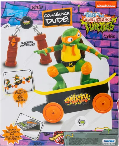 Miniatura 6 de Teenage Mutant Ninja Turtles Mikey Cowabunga Skate RC Car Toy, imita trucos reales de patinaje, a partir de 5 años