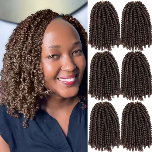 Miniatura 33 de Paquete de 2 cabello para trenzas en espiral de 8 pulgadas, cabello Spring Twist para rastas falsas, rastas de mariposa, cabello para trenzas, fibra